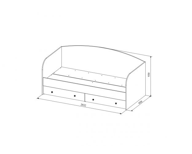 Кровать с ящиками ДКД 2000.1 Лавис (Белый софт/Графит софт/корпус Белый)