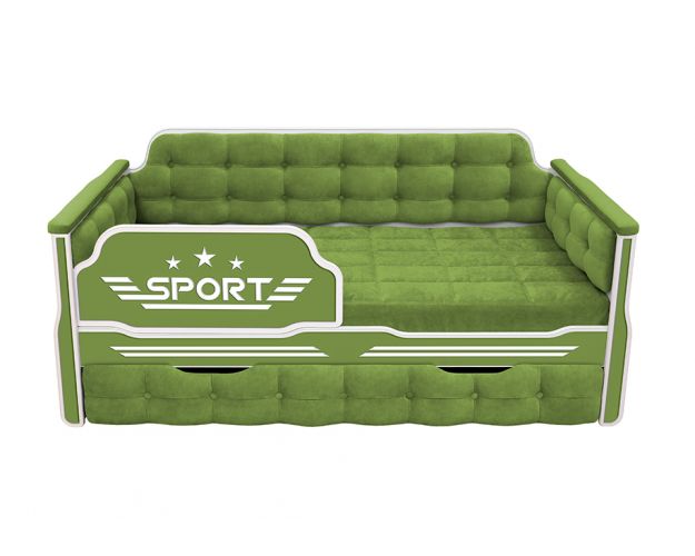 Кровать 180 серии Спорт 1 ящик 76 Зелёный (мягкие боковые накладки)
