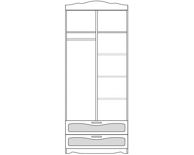 Шкаф 2-х створчатый с ящиками серии Иллюзия 99 Серый