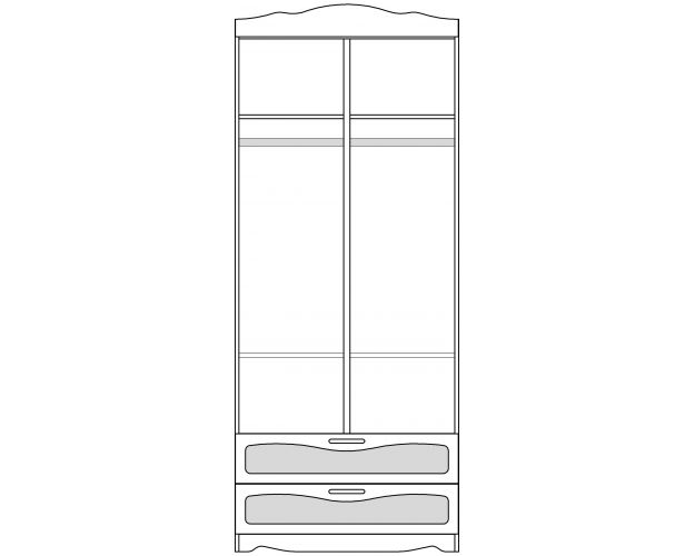 Шкаф 2-х створчатый с ящиками серии Иллюзия 33 сиреневый