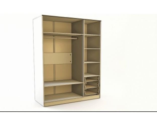 Шкаф 3-х створчатый с ящиками Твит (Белый/Зеленый/корпус Клен)