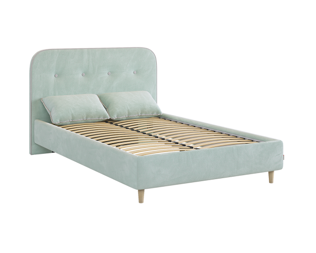 Кровать с основанием 1200 Лео мята / галька (велюр)