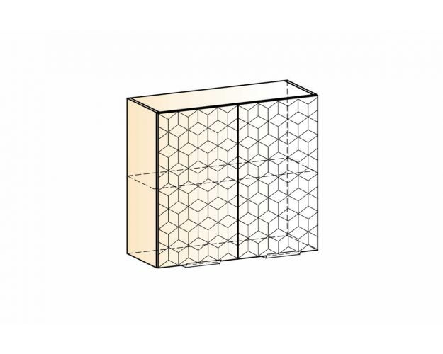 Стоун Шкаф навесной L800 Н720 (2 дв. гл.) с фрезеровкой (белый/изумруд софттач)