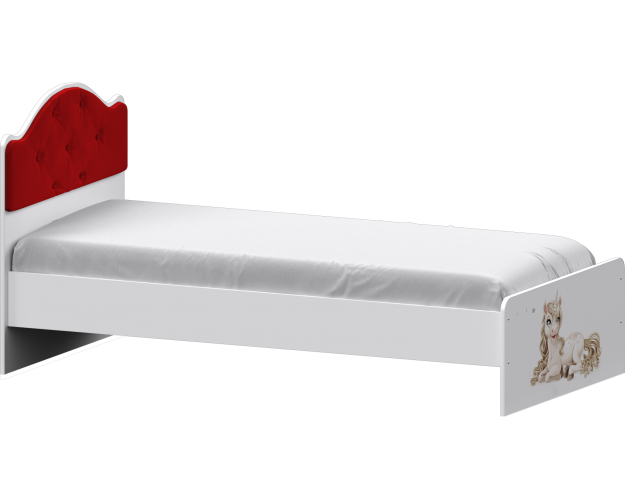 Кровать Каспер с мягкой спинкой и фотопечатью (900х1900)Белый/Красный