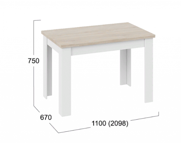 Стол раздвижной «Промо» тип 4 (Белый/Дуб сонома светлый)