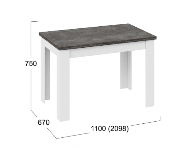 Стол раздвижной «Промо» тип 4 (Белый/Ателье темный)