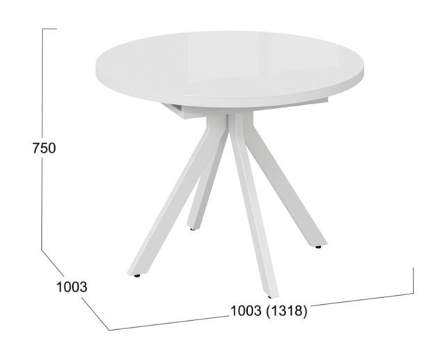 Стол обеденный раздвижной «Стокгольм» Тип 1 Стол обеденный раздвижной «Стокгольм» Тип 1 (Белый муар, Стекло глянцевое белое)