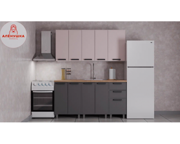 Кухонный гарнитур Магнолия 1.6 кашемир / сталь